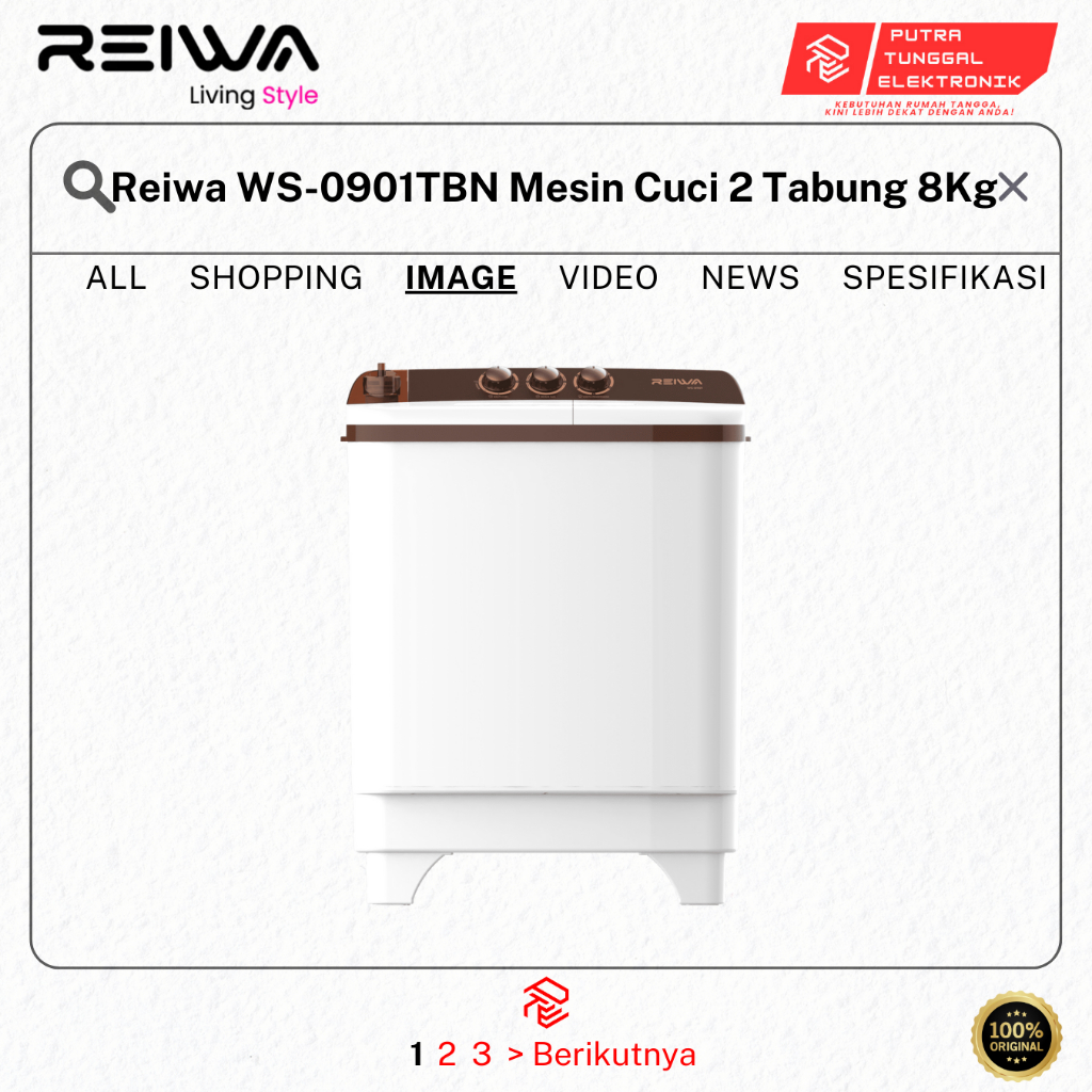 Reiwa WS-0901TBN Mesin Cuci 2 Tabung 8 Kg PRODUK 100% ORIGINAL REIWA