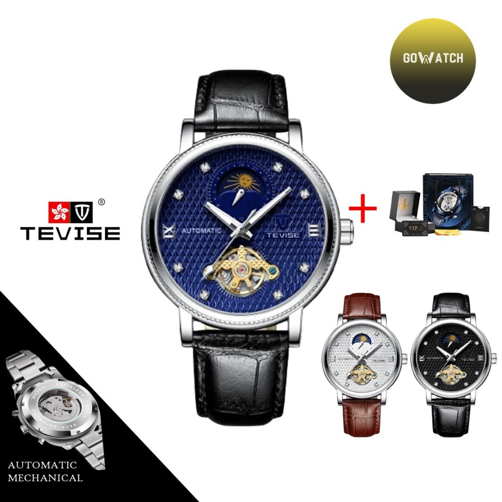 TEVISE Jam Tangan Pria Bulat Automatic Original Waterproof Mekanik (W2-005-612)
