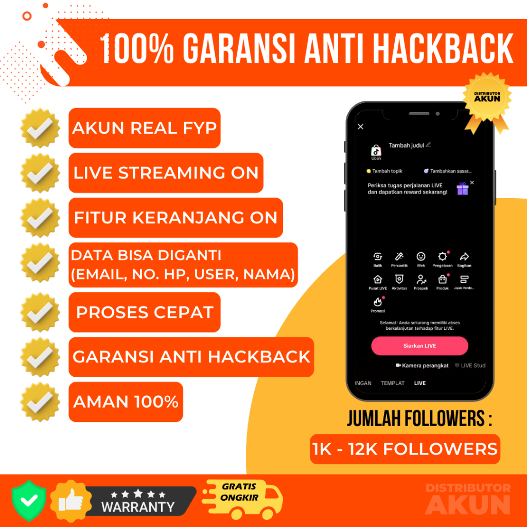 AKUN TIKTOK FOLLOWERS INDO REAL AKTIF 1k 10k