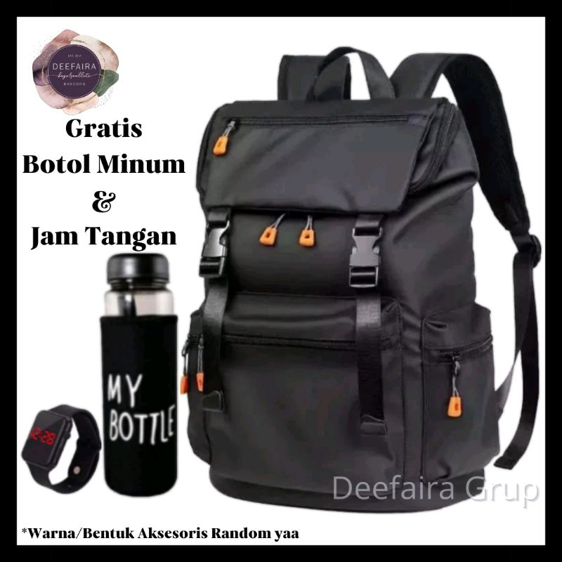 Tas polos hitam /Tas sport trendy / Tas ransel sekolah laki laki perempuan sd smp anti air / Tas ran
