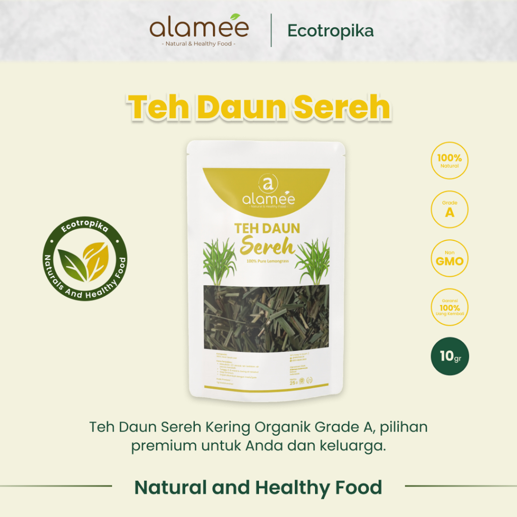 

Teh Daun Sereh Lemongrass Leaf Tea Organik Kering Dried Tea Herbal Tradisional Kemasan Premium 10gr