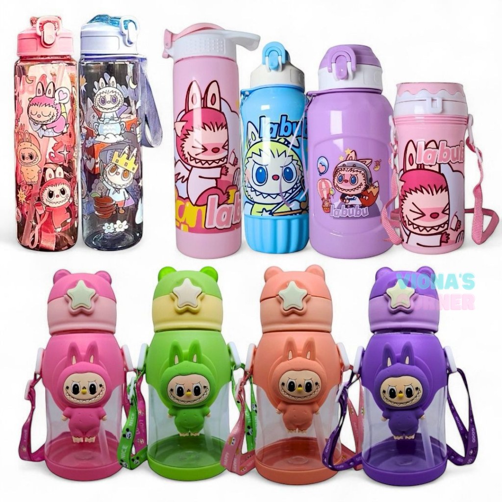 Botol Minum Labubu Viral Lucu BPA Free Aesthetic Tumbler Anak Sekolah TK SD Tempat Air Tali Sedotan