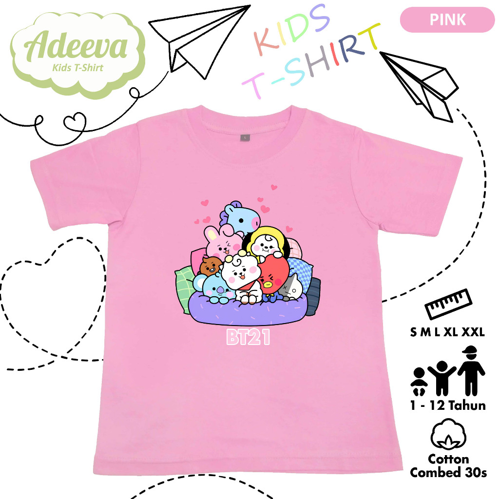 Kaos Anak Karakter BT21 Usia 1-12 Tahun Baju Anak BT21 Laki-Laki dan Perempuan