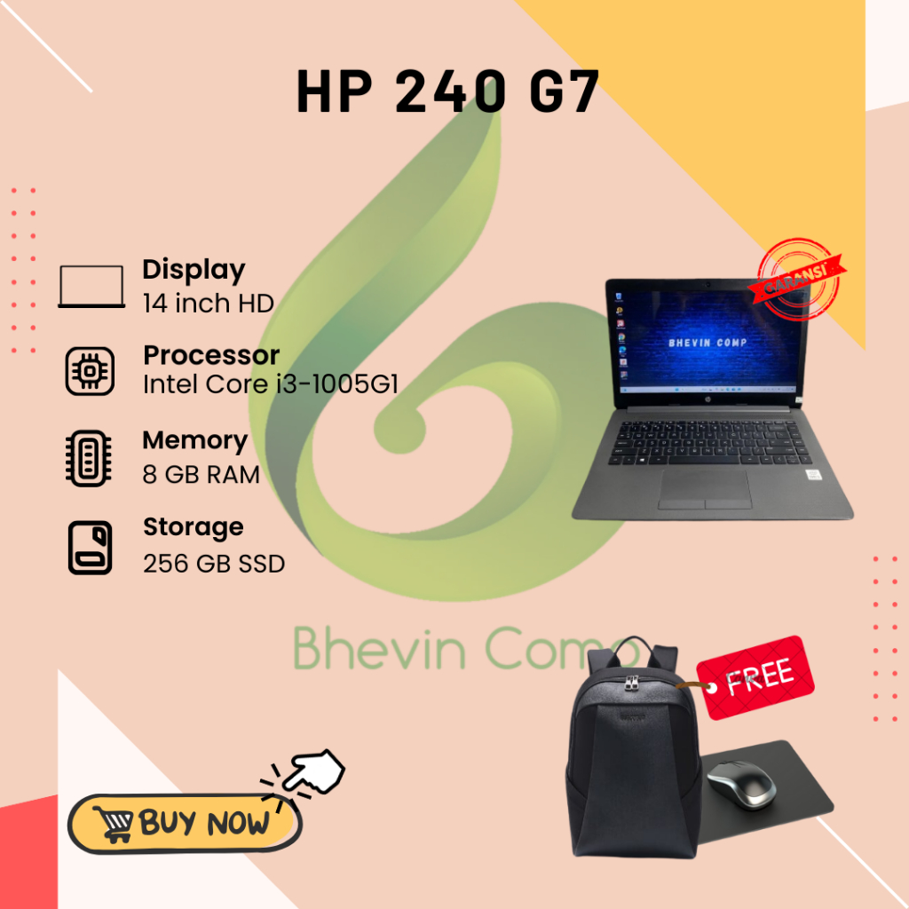 HP 240 g7 INTEL CORE i3-1005g1 RAM 8GB SSD 256GB
