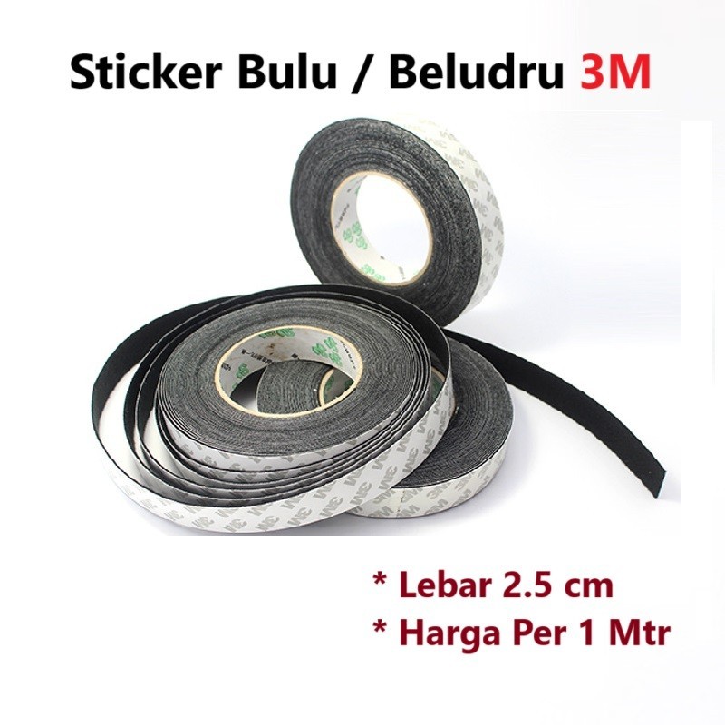 

Stiker Bludru/Beludru/Bulu/Kain Hitam Rakel Sticker 2,5Cm Meteran