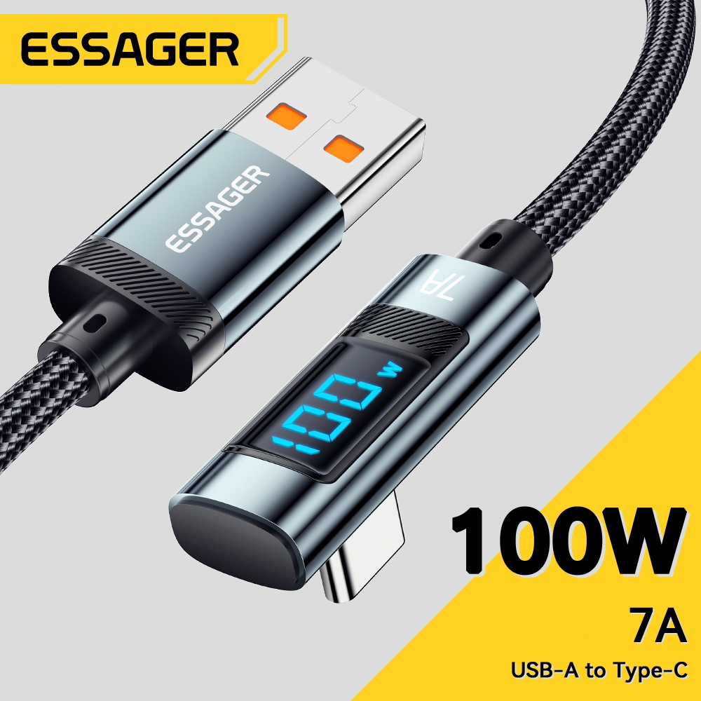 ESSAGER 100W Siku Kabel Usb Type C Fast Charging 7A Kabel Data Type C Fast Charging Untuk Oppo
