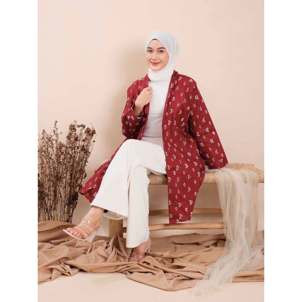 Cardigan Batik Motif Jumputan / atasan wanita kekinian / Blazer Wanita Fashion Muslim Outer