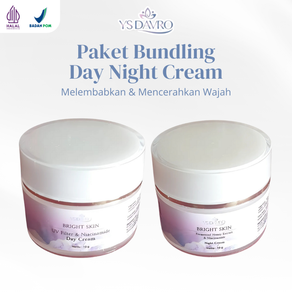YS DAVRO Paket Bundling Day Night Cream 10gr Melembabkan Mencerahkan Wajah Skincare BPOM