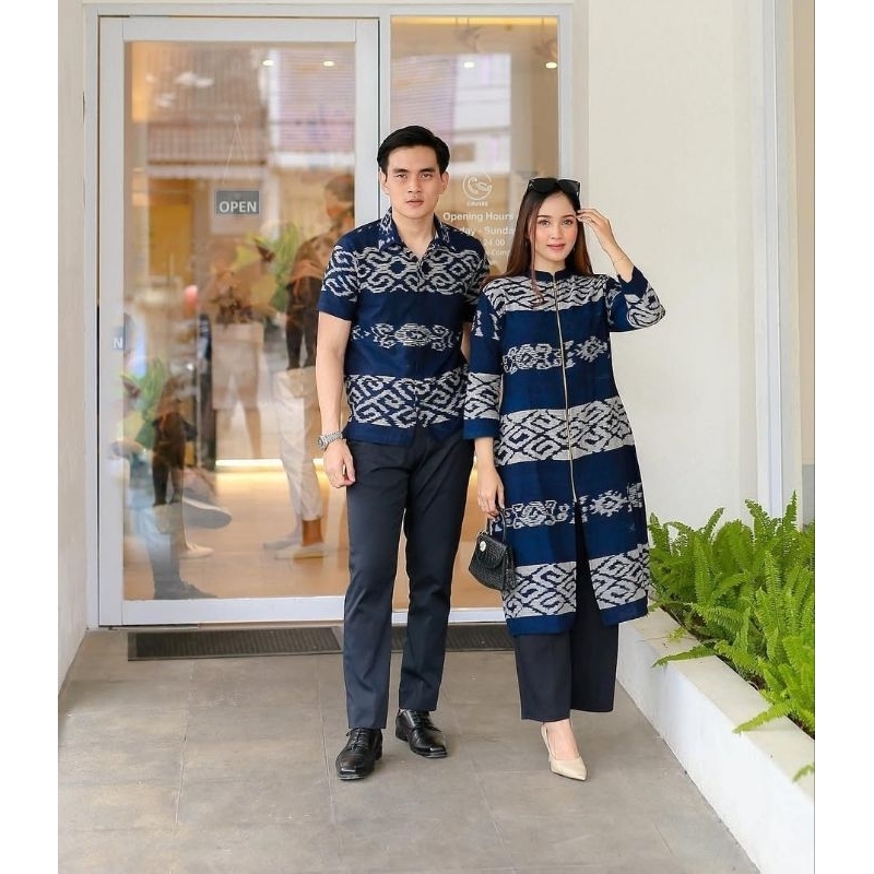 COUPLE TENUN JEPARA ( TUNIK TENUN DAN KEMEJA TENUN JEPARA )