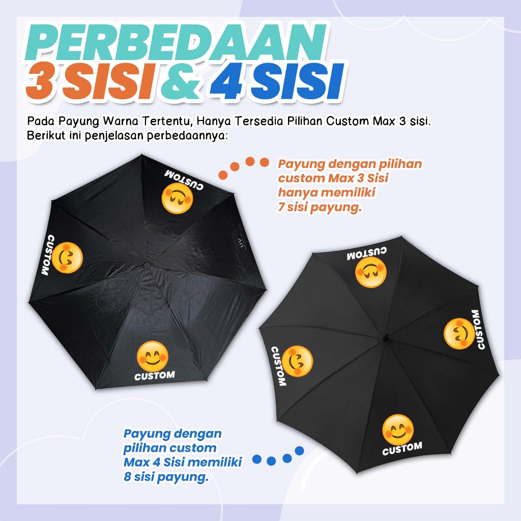 CUSTOM PAYUNG LIPAT Tema Gambar BTS BT21 / DESAIN SENDIRI - Tersedia Pilihan Warna Payung: