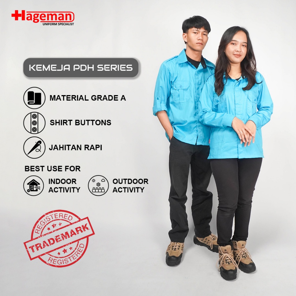 Baju PDH / Kemeja PDH Warna Biru Turkish