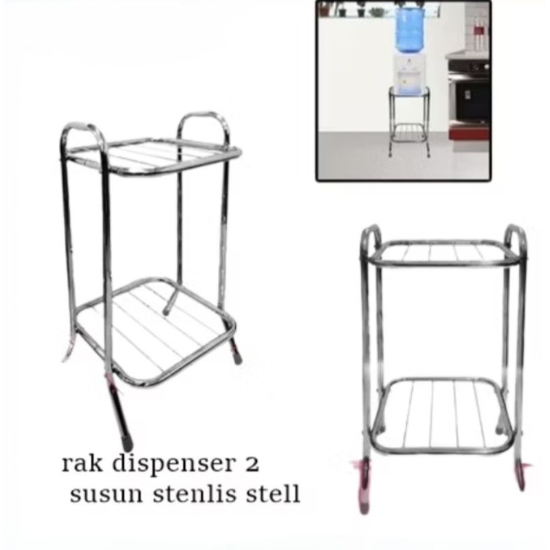 Unik Rak Dispenser Galon Serbaguna /Meja Dispenser Guci 2 Susun Stainles