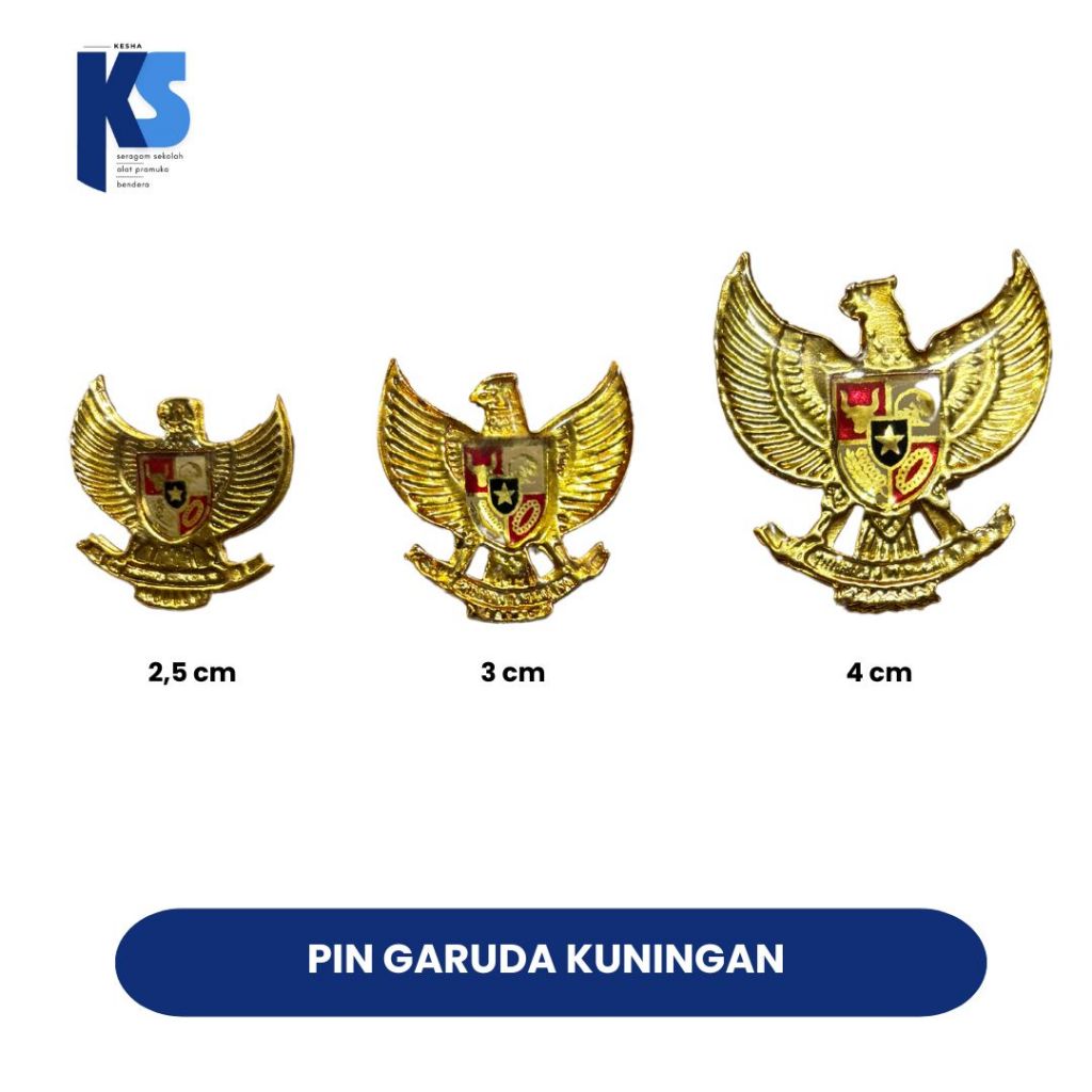 Pin Bros Garuda Kuningan Emas Kecil Besar Putra Putri| Pin Bros Peci Paskibra Garuda