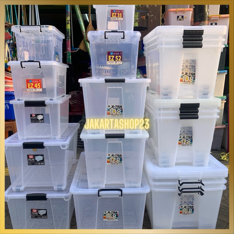 Container Box Plastik Full Bening Transparan Berbagai Ukuran Varian Kontainer Plastik Kotak Penyimpa