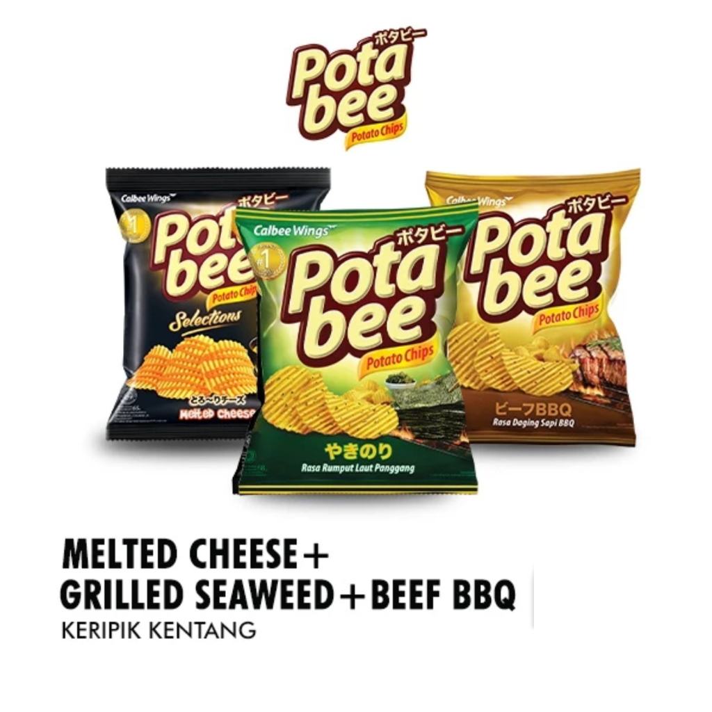 

Potabee Keripik Kentang All Flavors (Melted Cheese Steak, Grilled Seaweed, Beef BBQ)