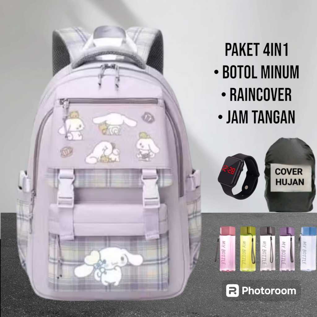 [ Free Botol ] Tas anak sekolah perempuan sd smp sma kualitas bagus / Tas cinnamoroll /Tas Ransel An