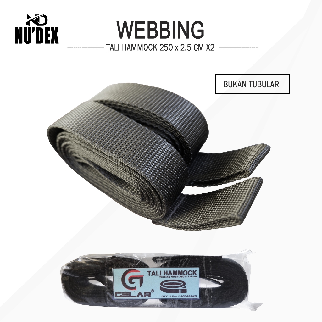 tali hammock 2 webing nilon panjang 250 x 2.5 cm harga satu pasang webing / bukan webing tubular