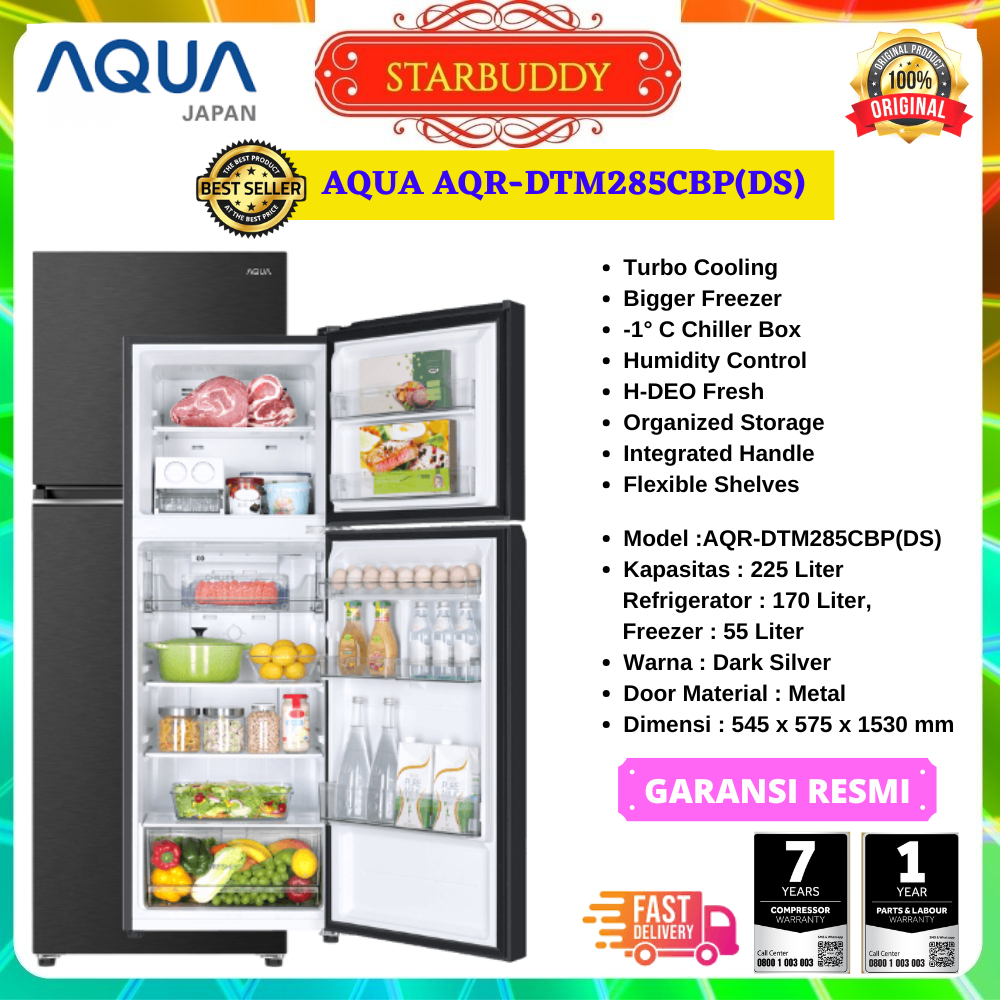 KULKAS AQUA AQR-DTM285CBP, DTM 285 CBP 2 PINTU 225 LITER