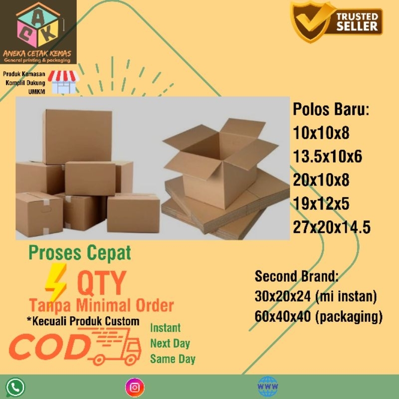 

Box Kardus Corrugated Polos Packing AMG ACK Eceran Satuan
