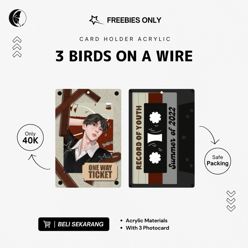 [ READY STOCK ] CARD HOLDER ACRYLIC 3 BIRDS ON A WIRE BY DIVASLIBRARY