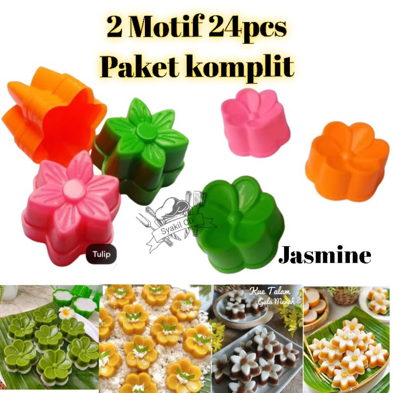 Cetakan kue putu ayu/talam 2 motif Tulip dan Jasmine 24 pcs