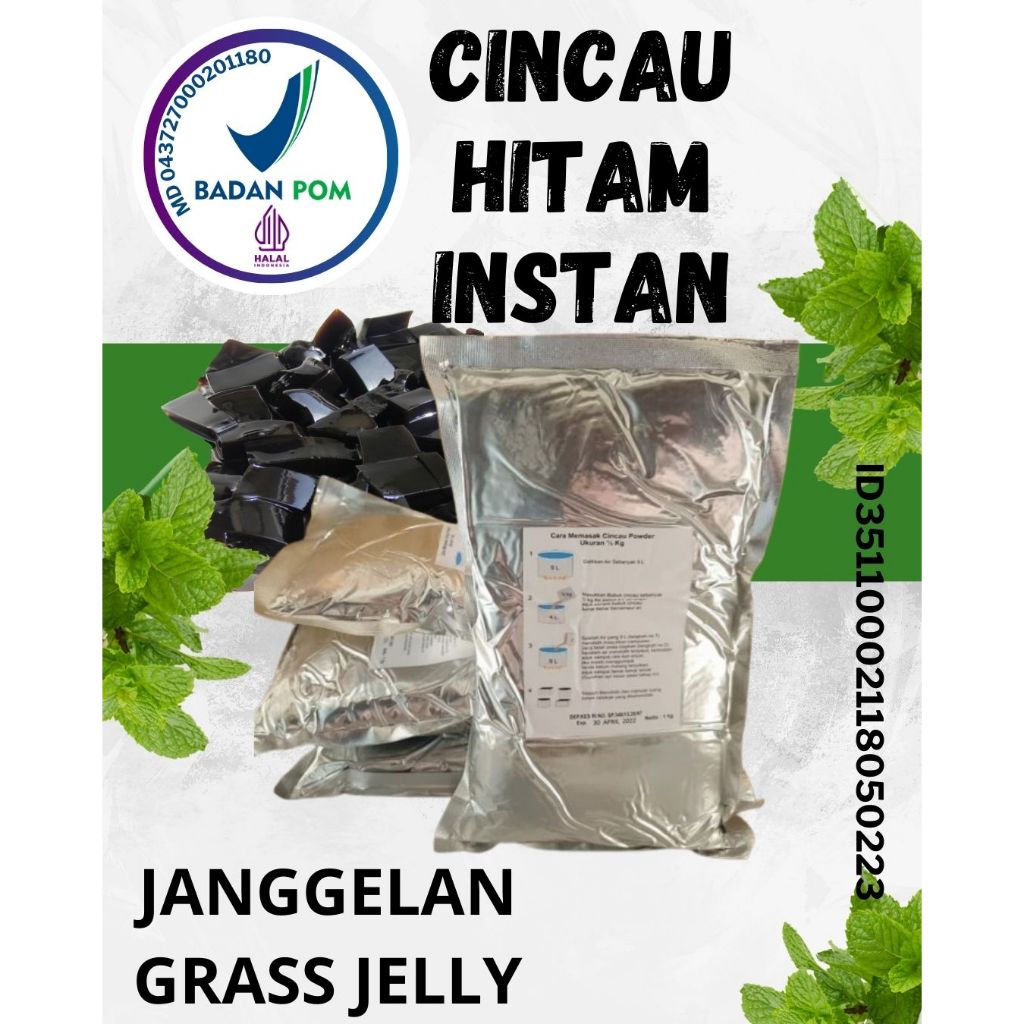 

READY STOCK Bubuk Cincau Hitam Instan / Janggelan Grass Jelly Powder Kemasan Aluminium Foil 1 Kg