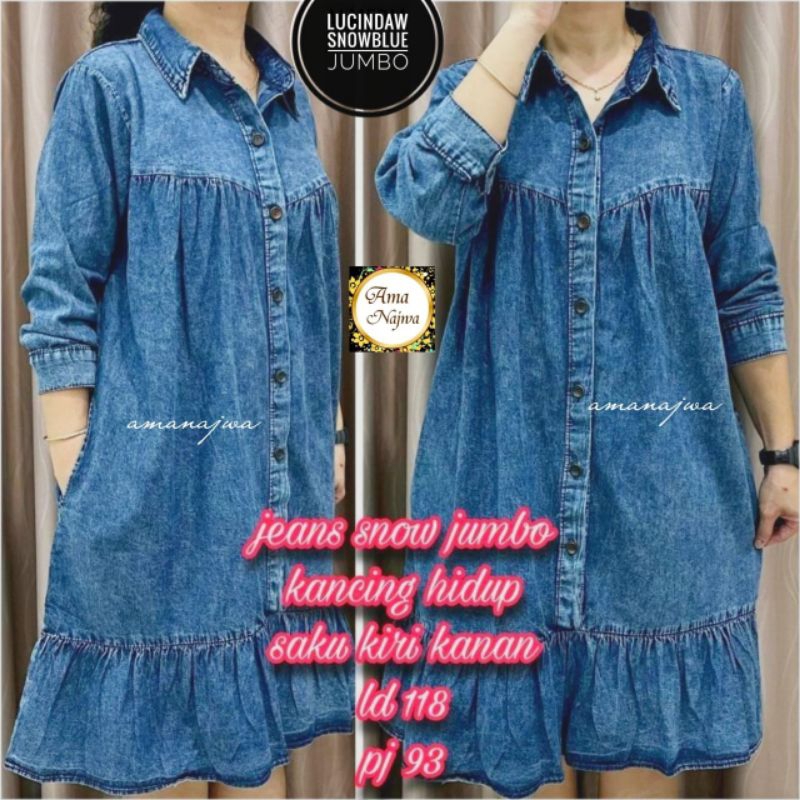 Tunik jumbo jeans premium LD 118,130,140 oversize