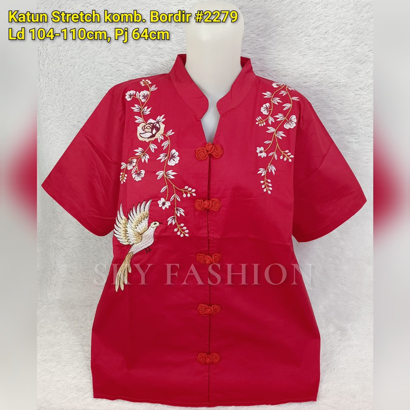 BLOUSE MERAH BORDIR BANGKOK /BLUS WANITA BORDIR