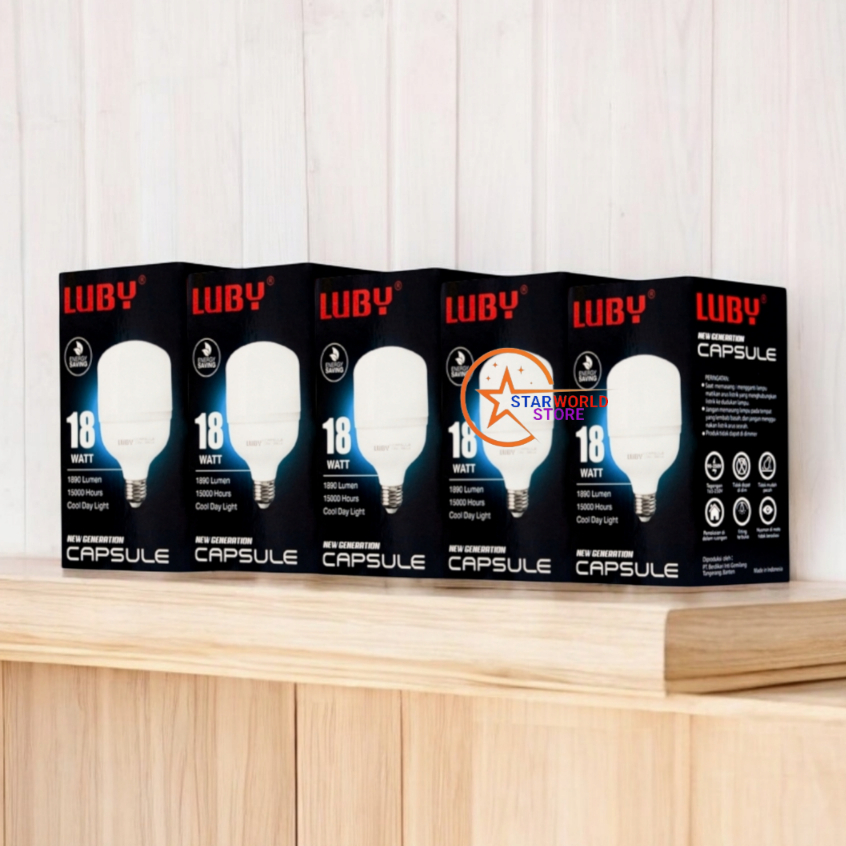 Paket 5 Pcs LUBY Capsule Lampu Bohlam LED 18 Watt / Paket Hemat 5 Pcs Lampu LED LUBY Capsule 18 Watt
