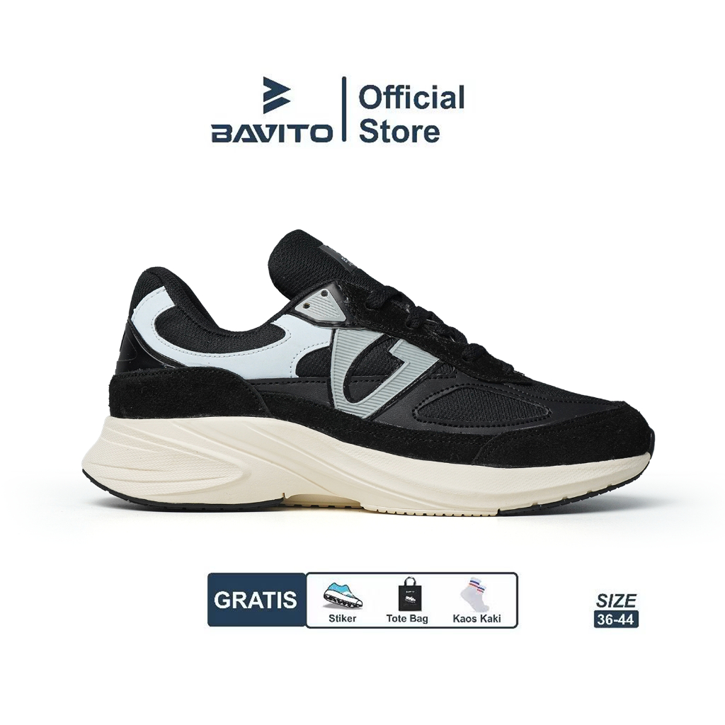 Bavito 39-44 Arkana  Black White - Sepatu Sneakers Casual