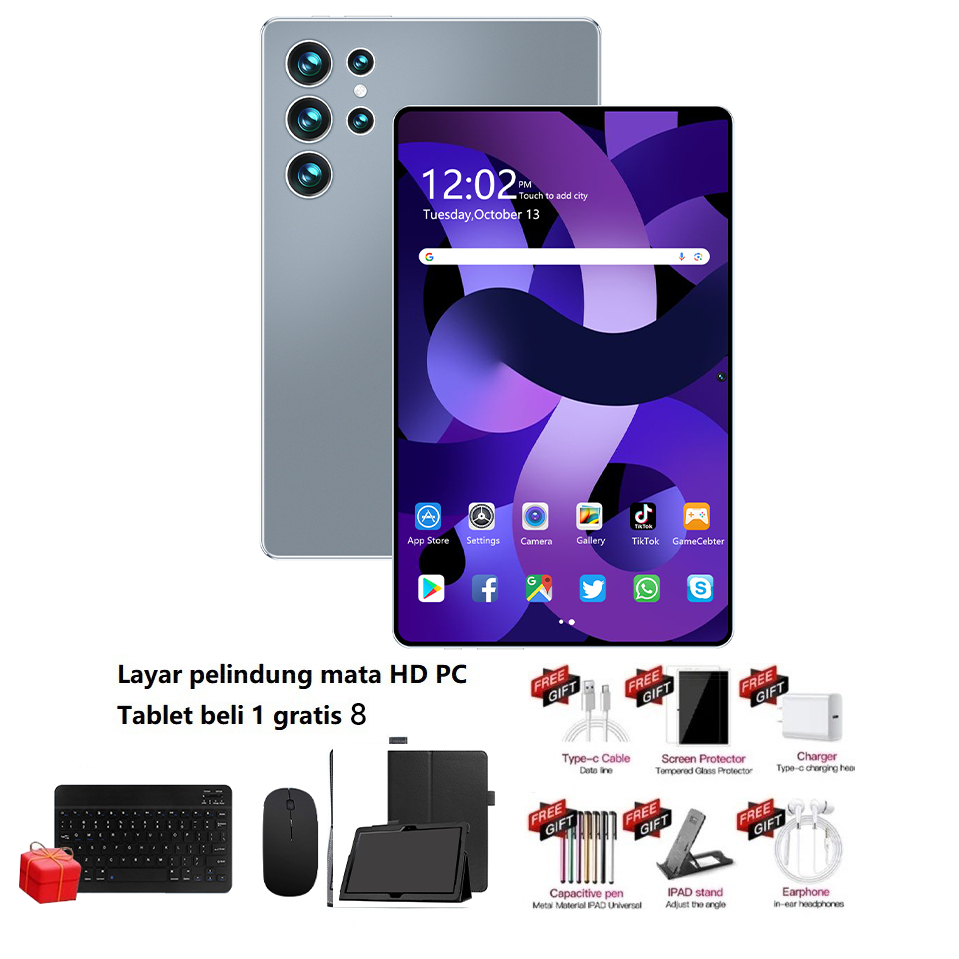 【Seluruh Set】Galaxy Tablet S10 11.6inch Tablet PC Android Baru 16GB+512GB advanTablet Murah 60ribuan