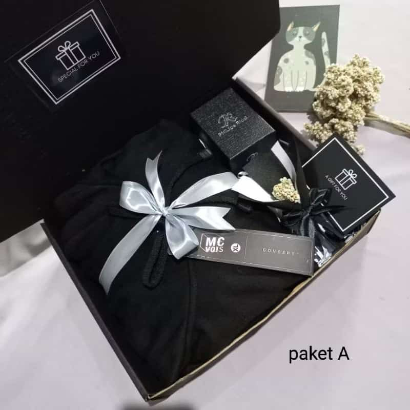 Hampers cowok Hoodie premium gift box Hoodie black series