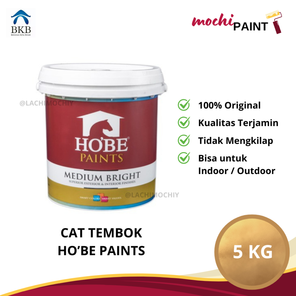Cat Tembok HO'BE PAINTS MEDIUM BRIGHT 5KG (Warna Cokelat - Abu) | Cat Rumah / Pelapis Dinding / Reno
