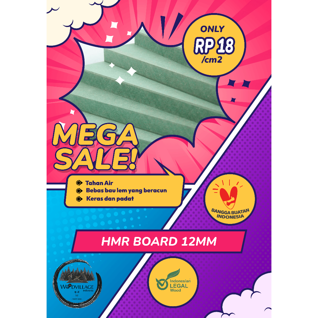MDF HMR /HMR BOARD/MDF ANTI AIR/ MDF HIJAU / HMR / HMR 12MM 12 MM