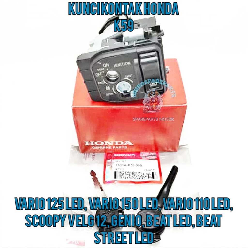 Kunci Kontak K59 + Tombol Jok Asli Original motor Honda Vario 125 Led New ESp , Vario 150 LED , Scoo