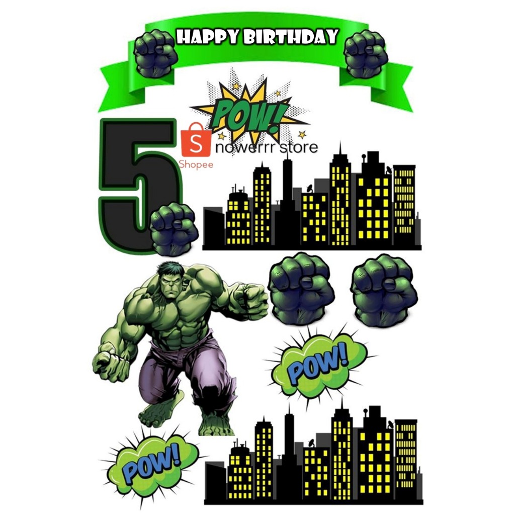 HULK MARVEL/ Topper Birthday HULK avengers/Hiasan Cake HULK Custom nama