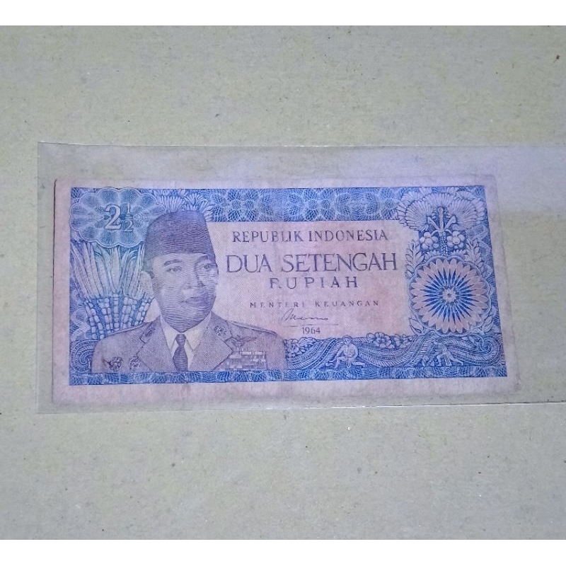 UANG KERTAS KUNO 2,5 RUPIAH SERI SOEKARNO 1964 ORI