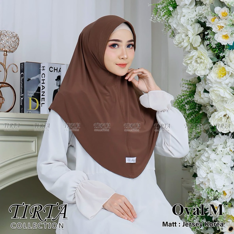 TIRTA-Daily hijab instan pet oval jilbab bergo jersey korea size M terbaru by Tirta collection