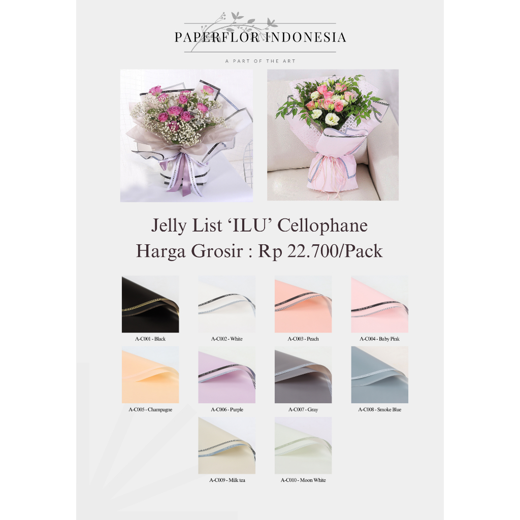 

(20 LEMBAR) JELLY LIST ILU I LOVE YOU CELLOPHANE - KERTAS WRAP PEMBUNGKUS BUNGA - PAPERFLOR INDONESIA