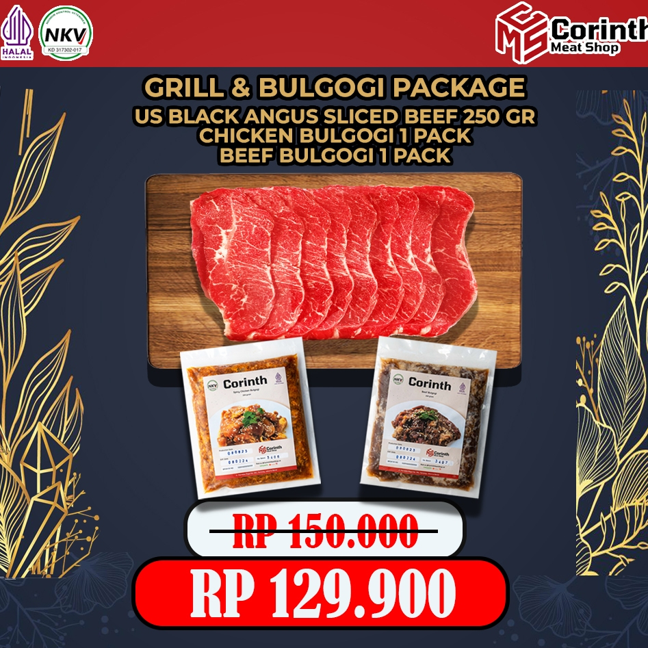 

EARLY YEAR PROMO 3 - GRILL & BULGOGI PACKAGE - US BLACK ANGUS SLICE 250GR + CHICKEN BULGOGI 250GR + BEEF BULGOGI 250GR - HALAL NKV