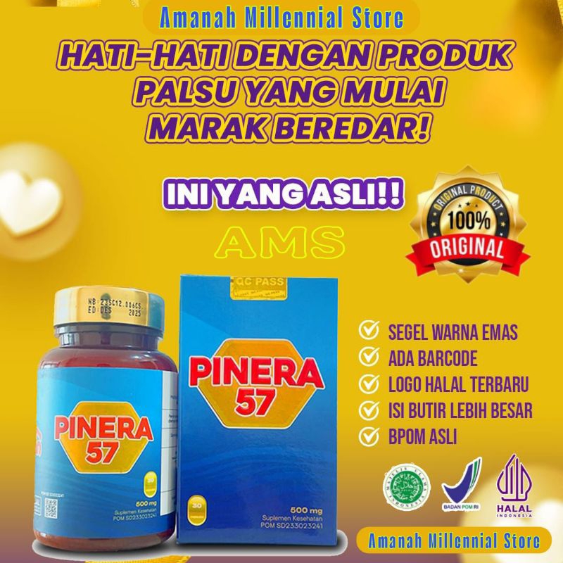 PINERA57 100% ORIGINAL 1 BOX OBAT DIABETES STROKE KOLESTEROL JANTUNG ASAM URAT PINERA 57