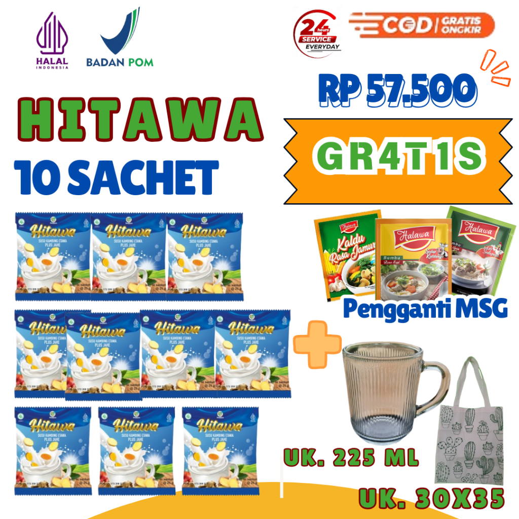 

[10 Sachet Hitawa] susu kambing untuk asam urat, kesemutan, kebas, kram