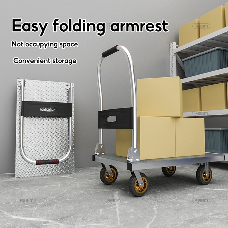 Reaim Handtruck Troli Barang Lipat Model Besi 1000 Kg Besi Ringan Lipat Troli Kecil Troli Baja Kuat