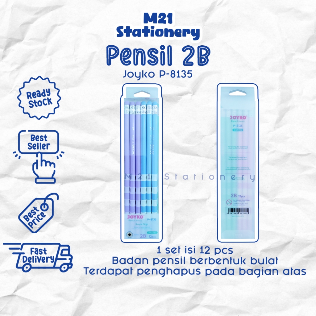 

(12 PCS) PENSIL 2B JOYKO P-8135 / 1 pack pak p8135 pencil kayu pena original menulis graphite menggambar sket sketch anak alat tulis sekolah kuliah atk kantor stationery murah / m21 stationery jogja