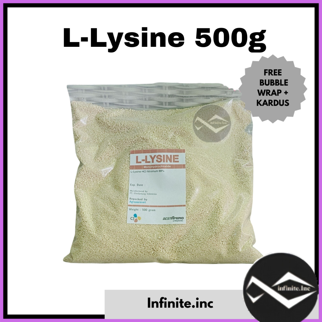 L Lysine 99% CJ 500 Gram ( Lysine ASAM AMINO ) Lisin Vitamin Kucing Lysin