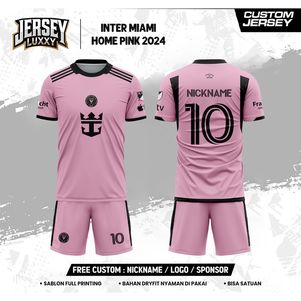 Jersey Sepak bola INTERMIAMI HOME PINK 2024 Free Custom Nama dan Nomor Untuk Dewasa dan Anak