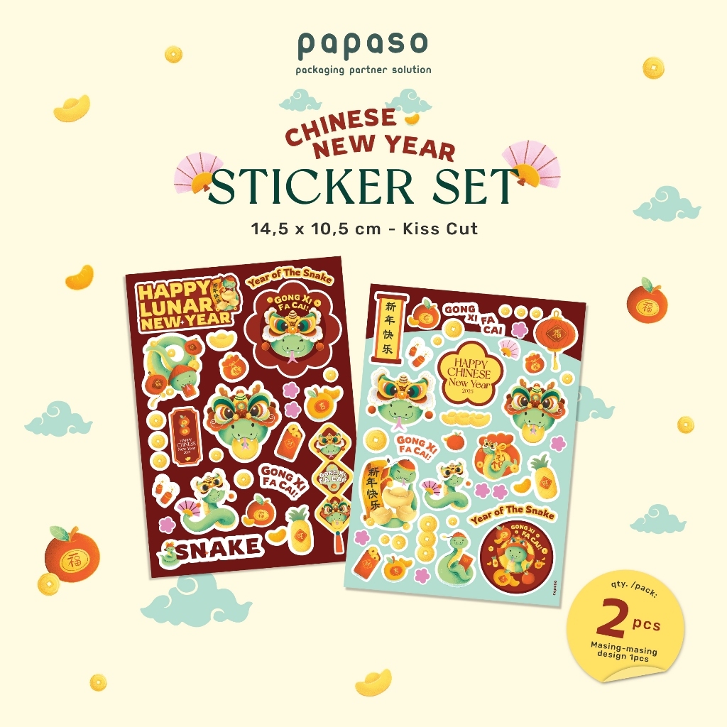 

Sticker Imlek Set/Sticker Chinesse NewYear/Sticker Hiasan Box Kue Cake