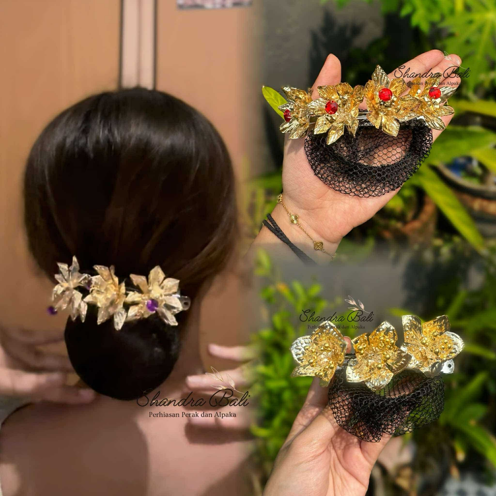 JEPIT JARING HARNET BUNGA SEMANGGI BALI TEMBAGA KUNING TUNJUNG JEPUN DAN Anggrek Latex Jepit Rambut 
