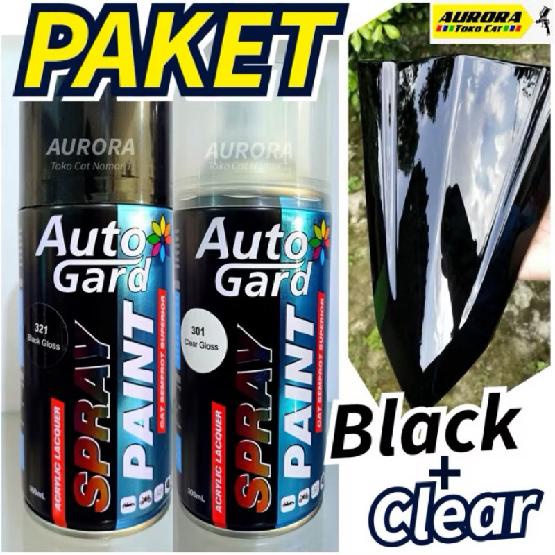 PAKET Pilox Hitam Clear AutoGard Hitam 321 + Clear 301 Cat Pilok Tahan Bensin 300ml Bisa Cod