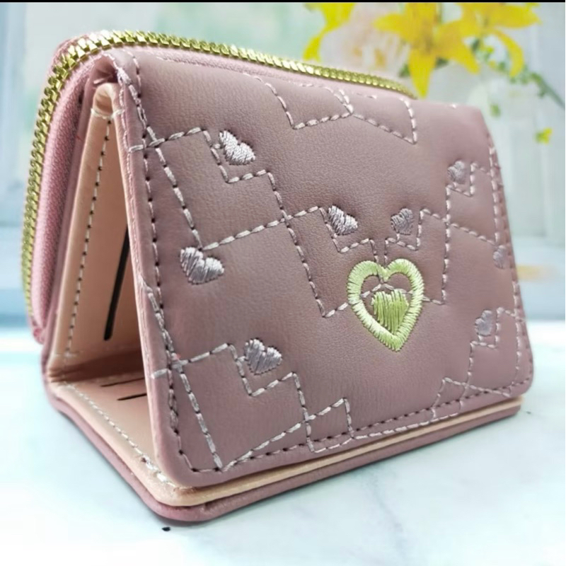 COD DOMPET WANITA LIPAT RESLETING BORDIR KOREA DOMPET KECIL WANITA FOREVER YOUNG LIPAT 3 KOIN
